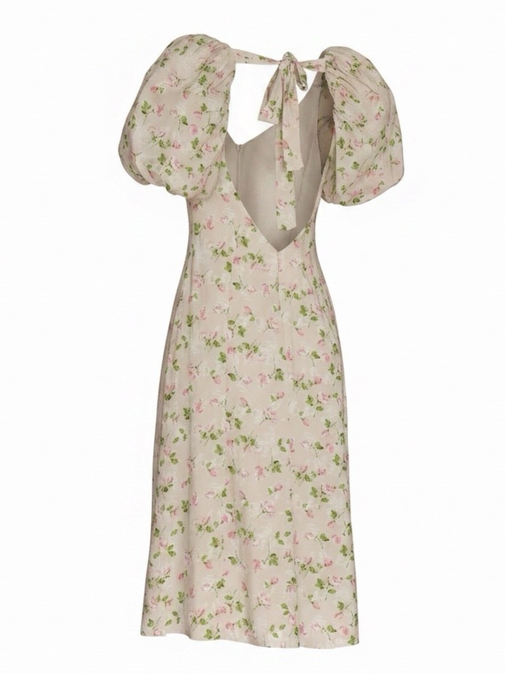 NEW Revolve LPA Hartley Midi Dress Vanessa Floral Puff Sleeve Tie Back Size M - Picture 8 of 16